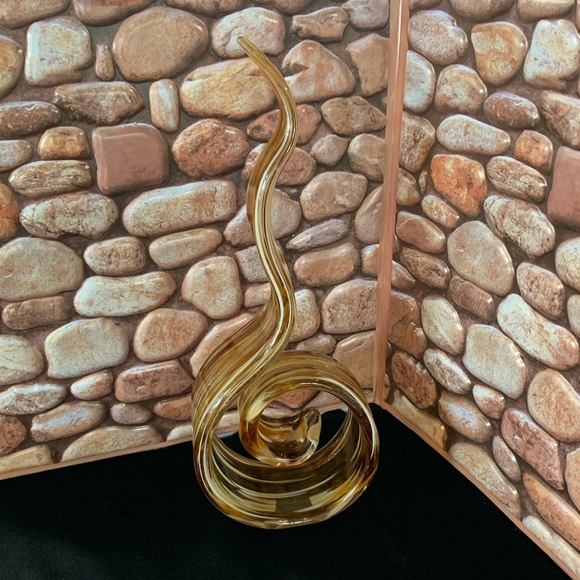 Vintage HQT Murano Style Swirl  (12") Amber Gold Glass Ribbon Sculpture - Picture 1 of 12